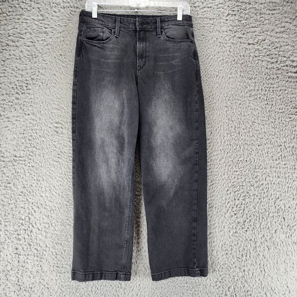 Old Navy Jeans Womens 8 Washed Black Stretch High Rise Slim Wide Leg - Picture 1 of 12